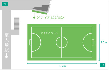 レンタルスペース平面図：全長37m、全幅20m